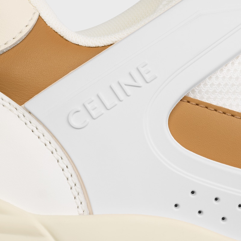 CT-09 TRAINER SNEAKER IN CALFSKIN, SUEDE CALFSKIN AND MESH - CREAM / BROWN -  - 1 | CELINE