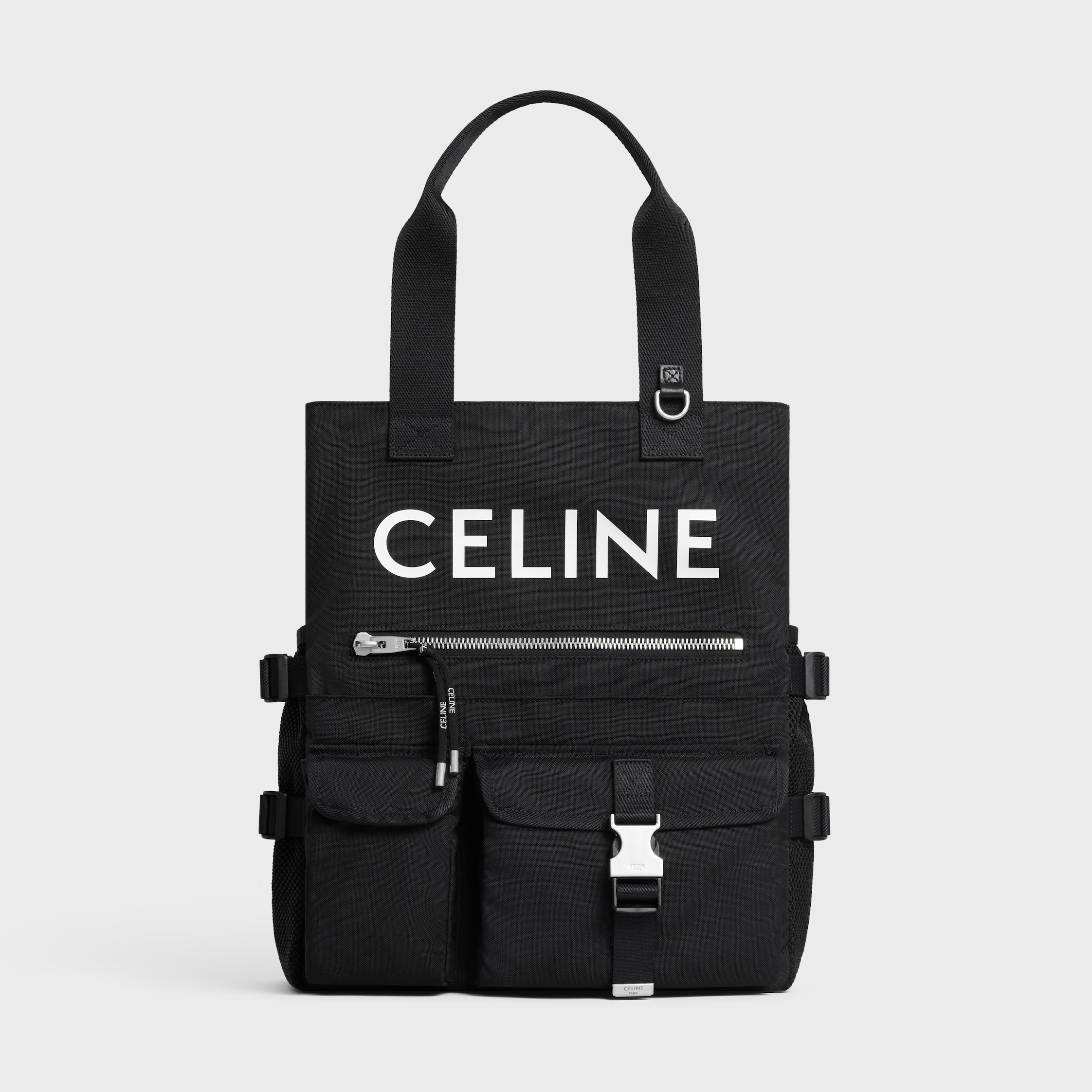 CELINE セリーヌ トートバッグ 黒x茶 - 4501825E0001 CELINE - 新品 セリーヌ CELINE トートバッグ コットン/レザー