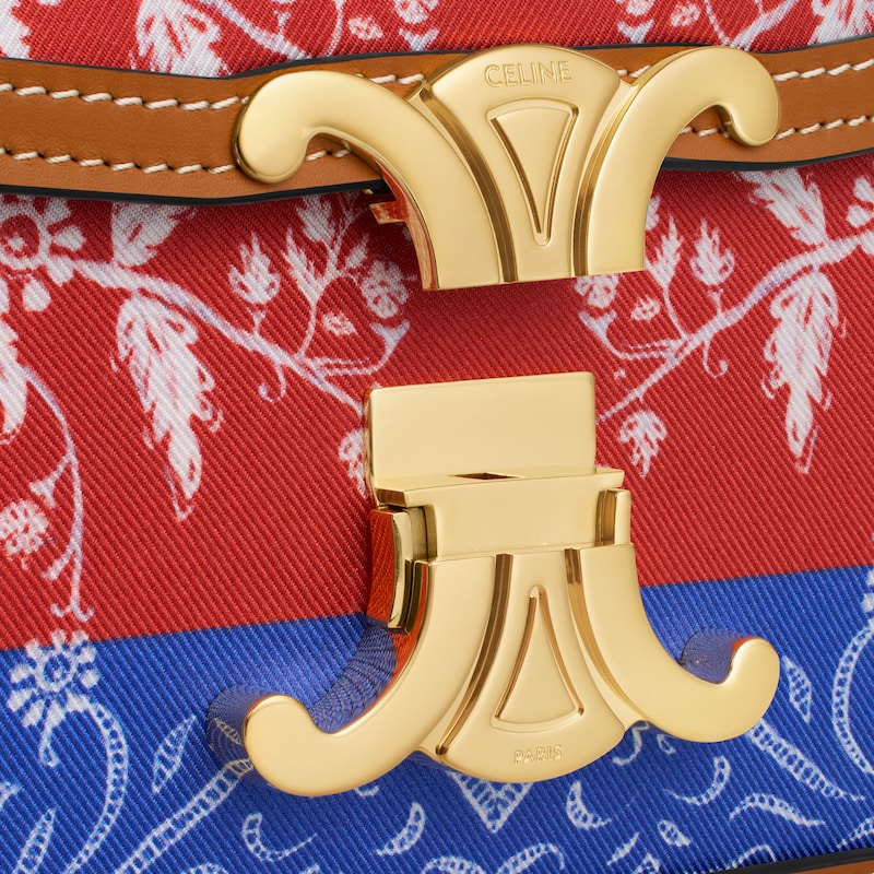 TEEN TRIOMPHE IN SILK AND NATURAL CALFSKIN - NAVY / RED - TRIOMPHE - 1 | CELINE