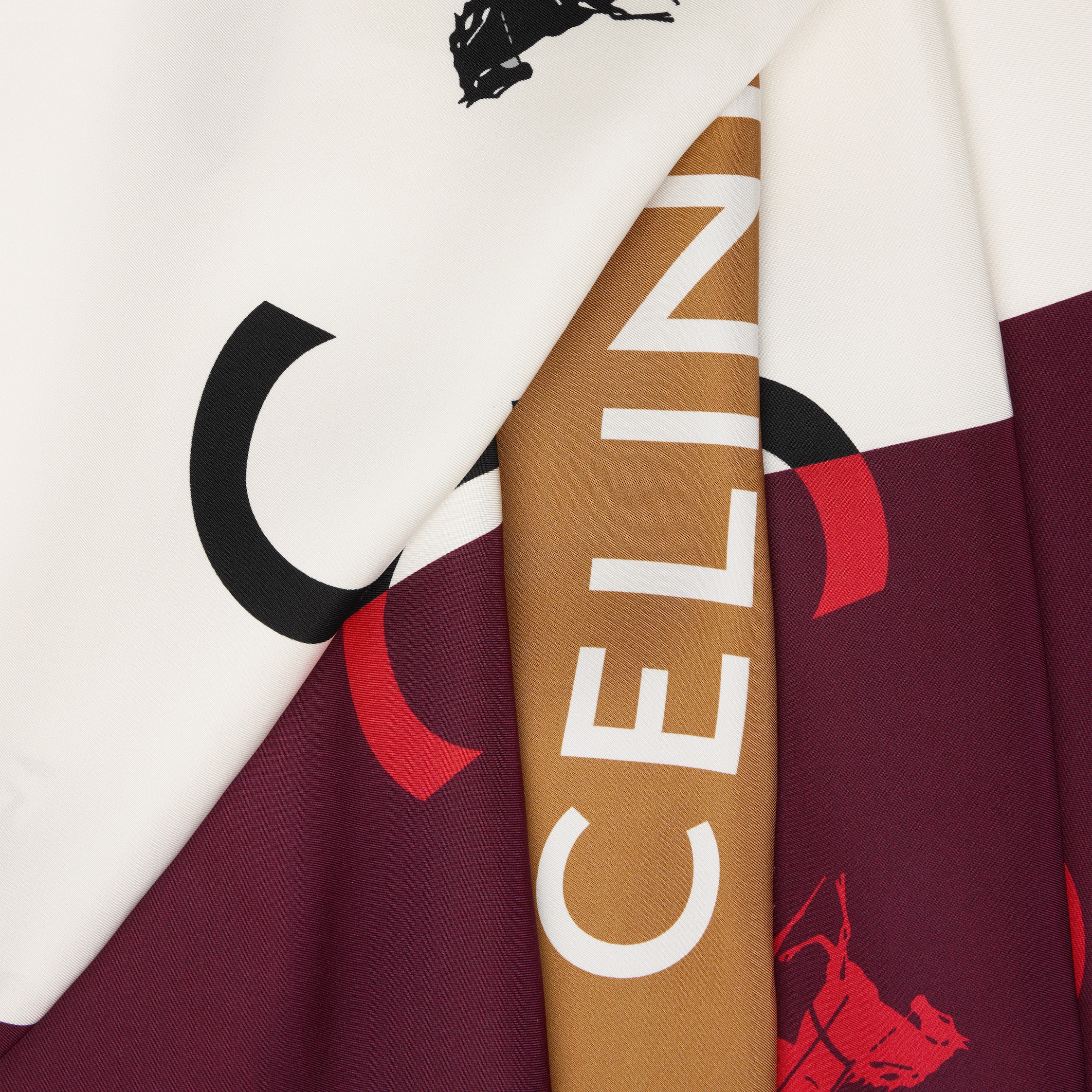 square IN silk twill - BURGUNDY/IVORY/CAMEL | CELINE