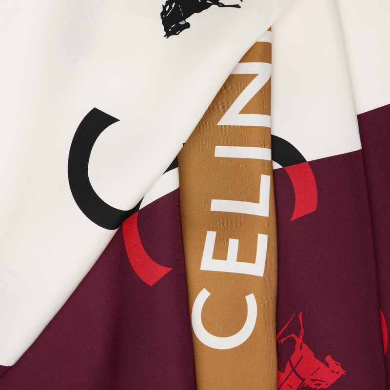 square IN silk twill - BURGUNDY/IVORY/CAMEL -  - 1 | CELINE