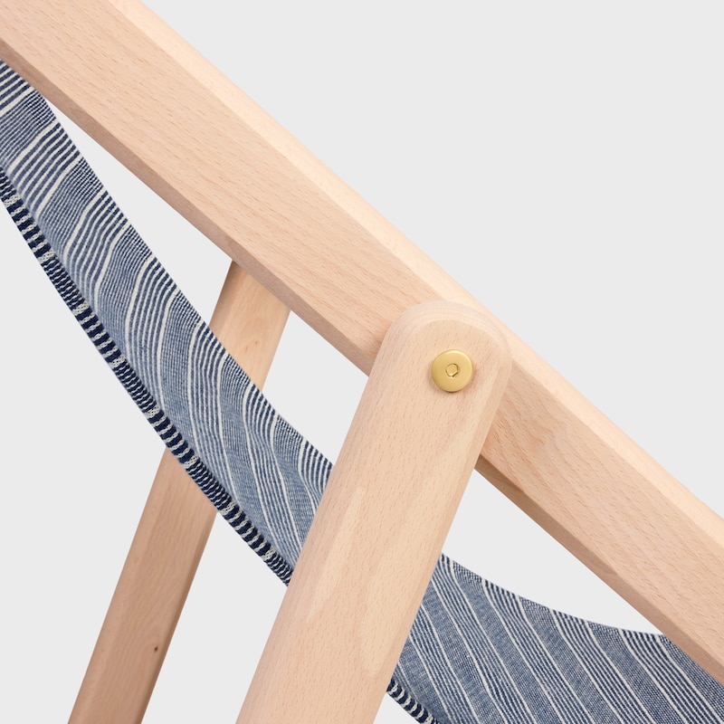 DECK CHAIR IN WOOD AND JACQUARD TEXTILE - BLUE / BEIGE - HOME - 1 | CELINE