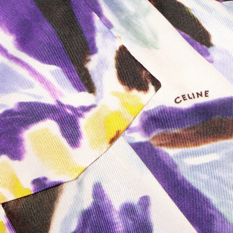 เดรสเชิ้ต ผ้าไหมทวิลล์ - สีครีม/สีม่วง/สีเหลือง -  - 1 | CELINE