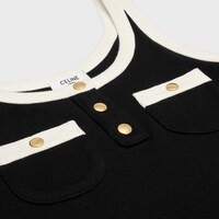 Regata cropped em malha de algodão - PRETO / ECRU - - 2 | CELINE