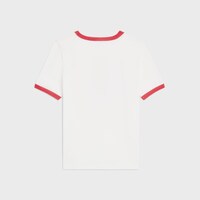 camiseta estilo años 70 de punto de algodón - BLANCO CRUDO / ROJO CEREZA -  - 2 | CELINE