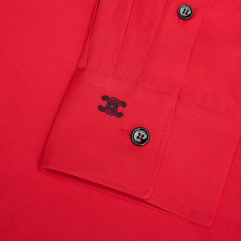 loose shirt IN COTTON POPLIN - ROUGE VIF -  - 1 | CELINE
