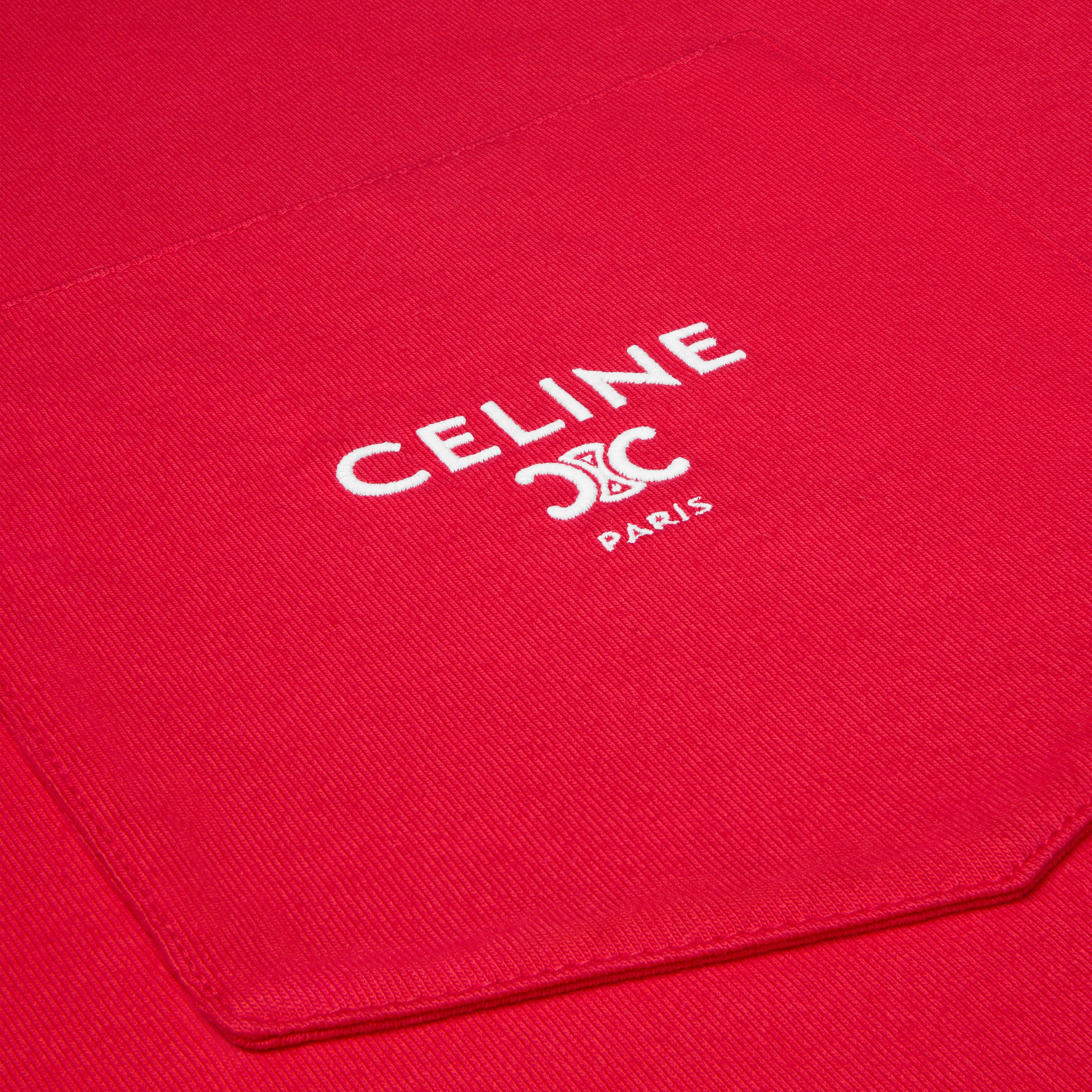MOCK NECK T-SHIRT IN COTTON JERSEY - RED NEBRASKA/OFF WHITE | CELINE