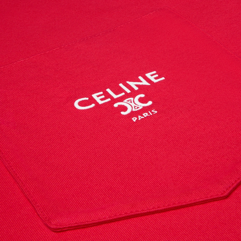 t-shirt col montant jersey coton - RED NEBRASKA/OFF WHITE -  - 1 | CELINE