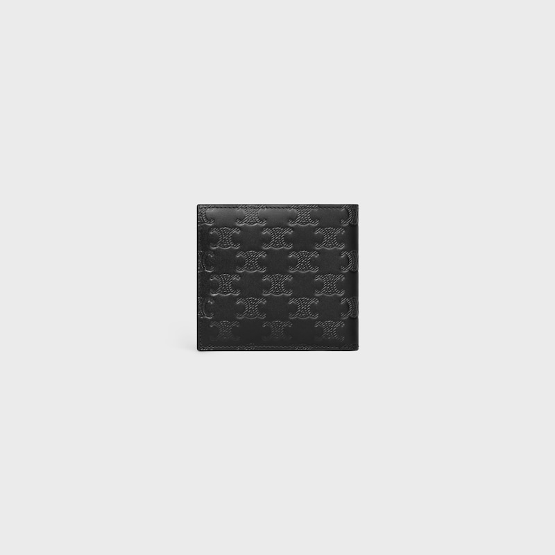 Bi-fold card holder IN Calfskin with triomphe embossed - BLACK - GIFT FINDER - 1 | CELINE