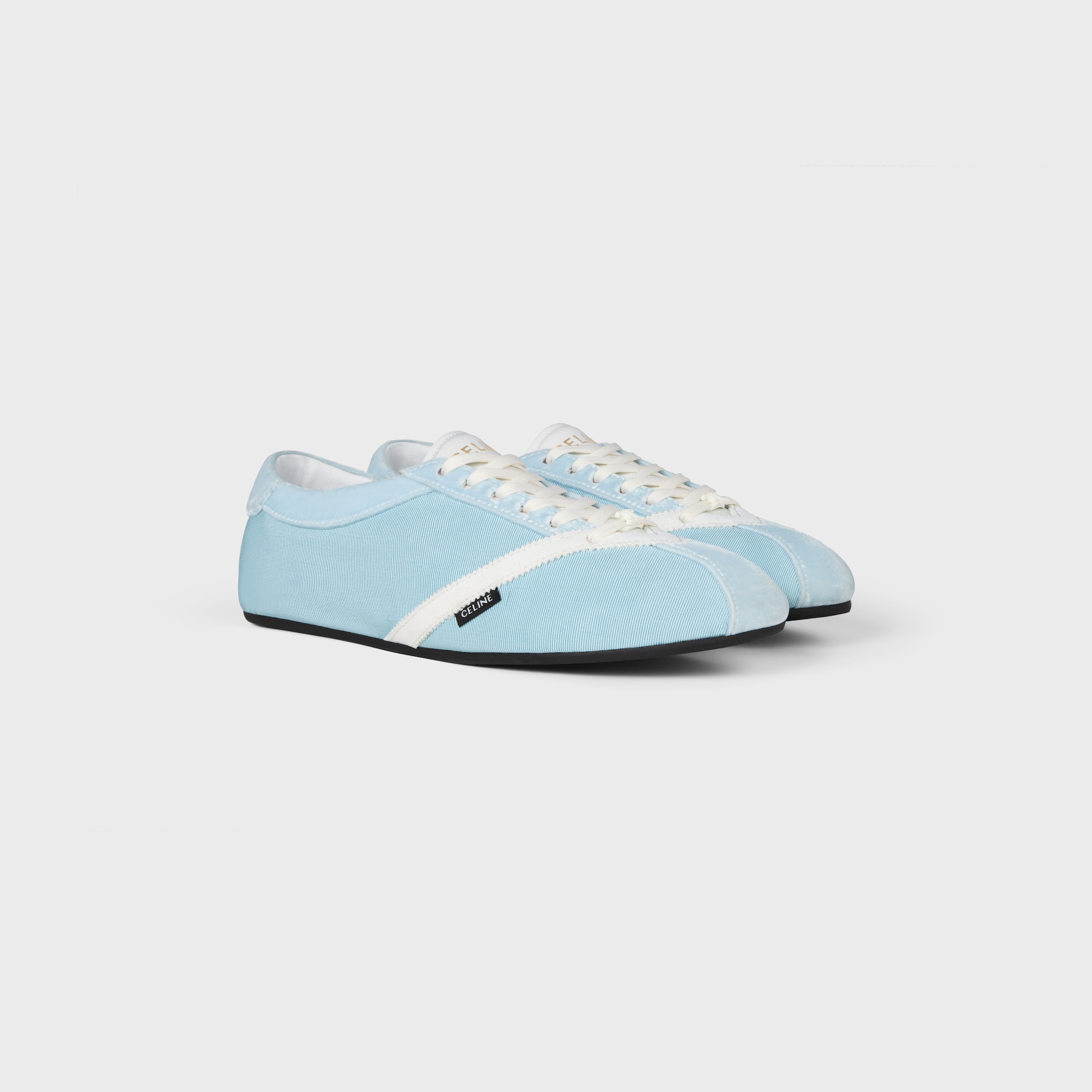 THE FLAT SNEAKER IN GROS GRAIN, VELVET, SUEDE GOATSKIN AND