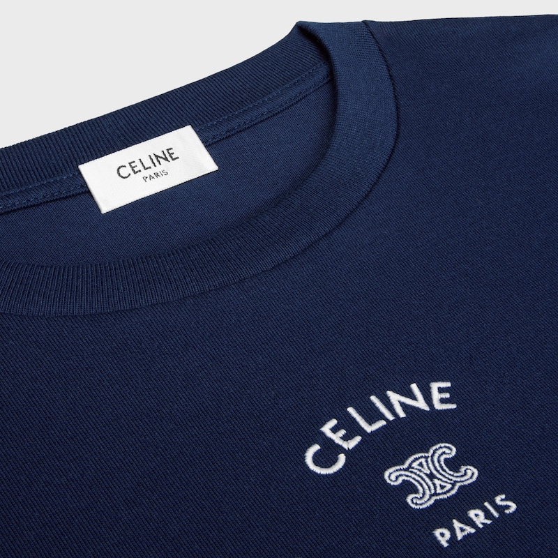 loose t-shirt IN cotton jersey - NAVY INK / WHITE -  - 1 | CELINE