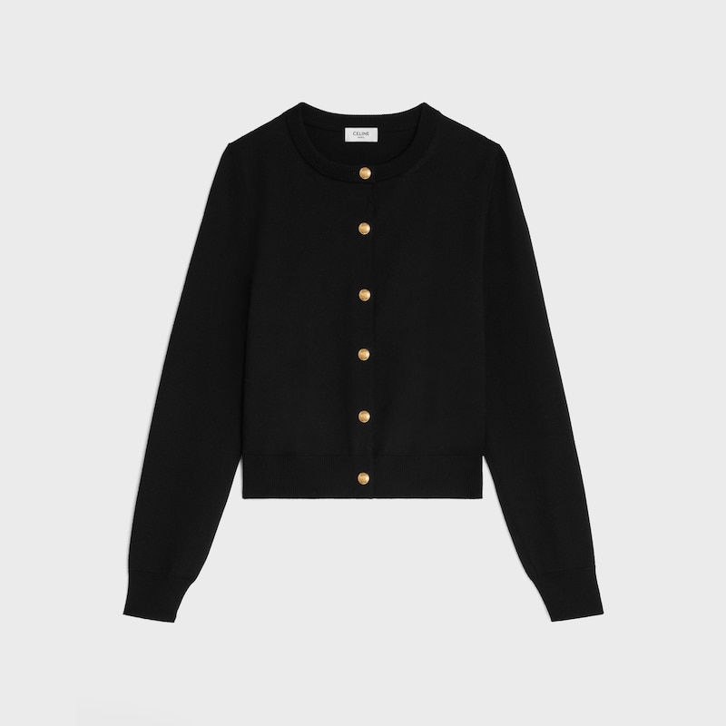 cardigan IN fine wool - BLACK -  - 1 | CELINE