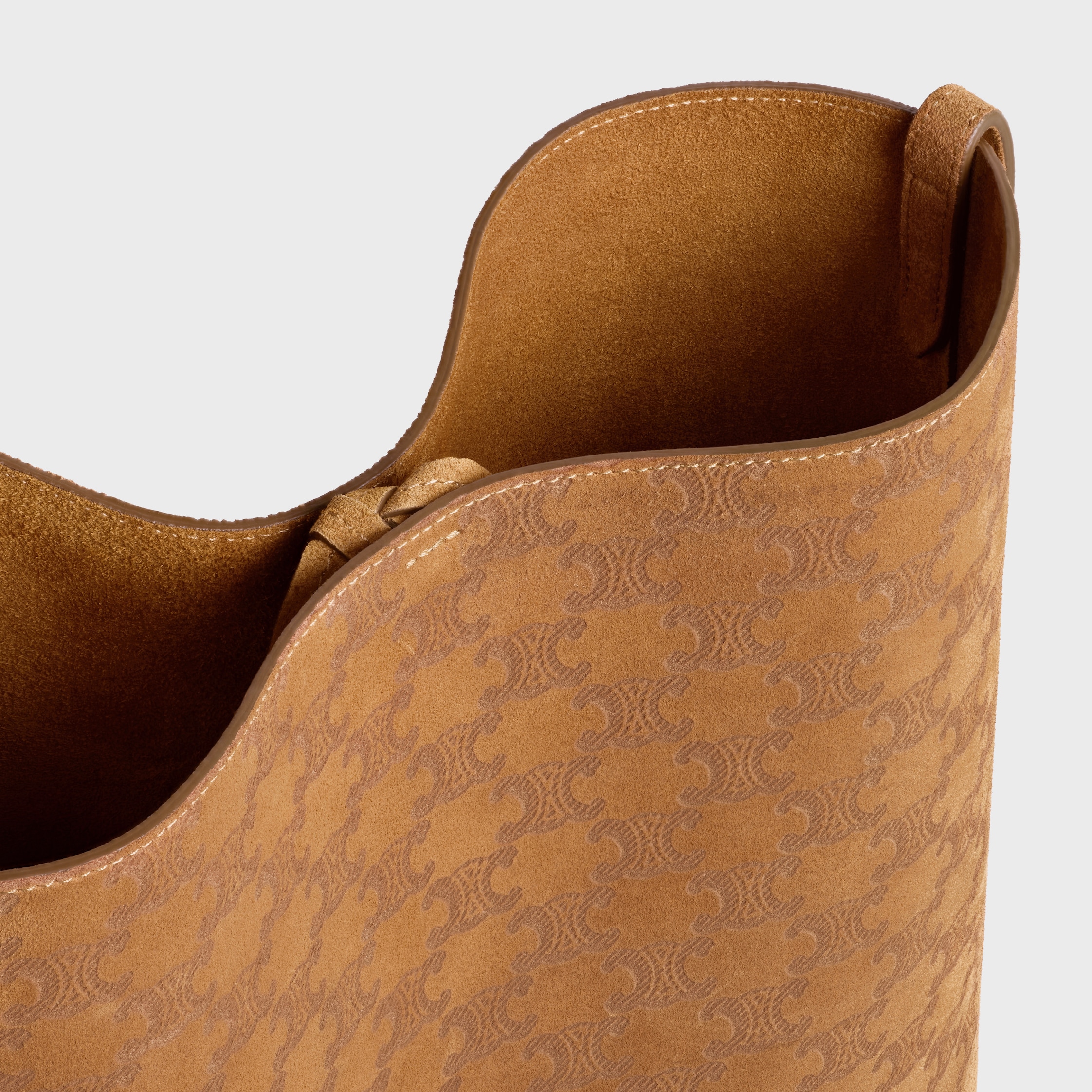 BUCKET in SUEDE CALFSKIN WITH TRIOMPHE ALL OVER - HAVANA