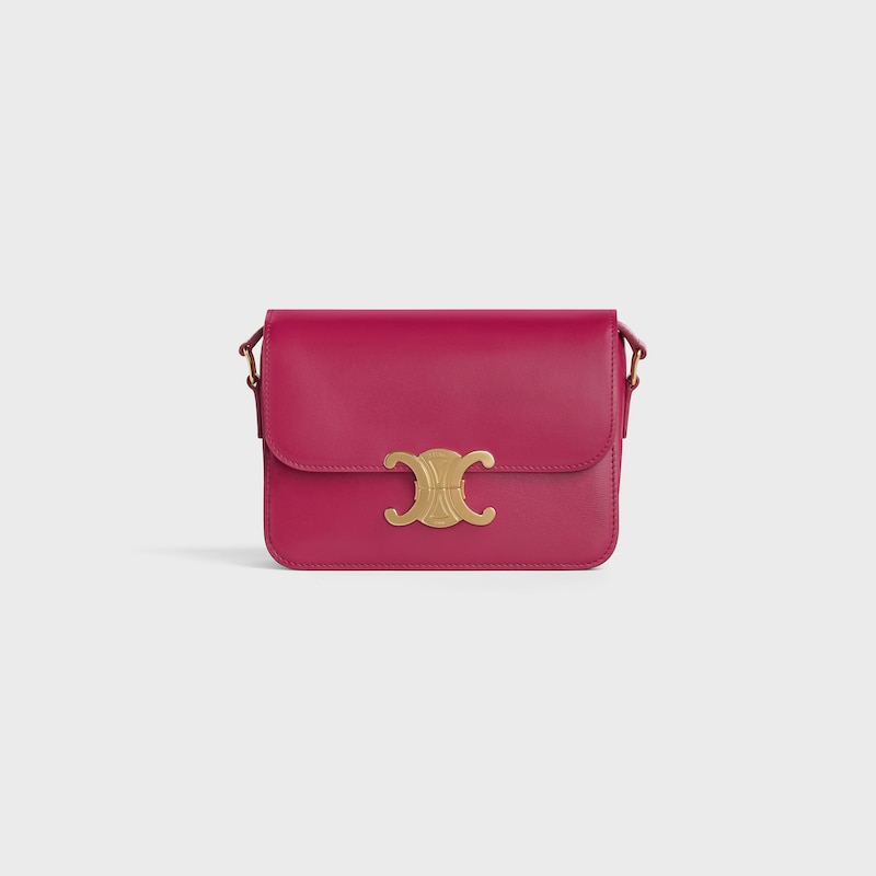 Teen Triomphe Bag in shiny calfskin - RASPBERRY - SHOULDER BAGS - 1 | CELINE