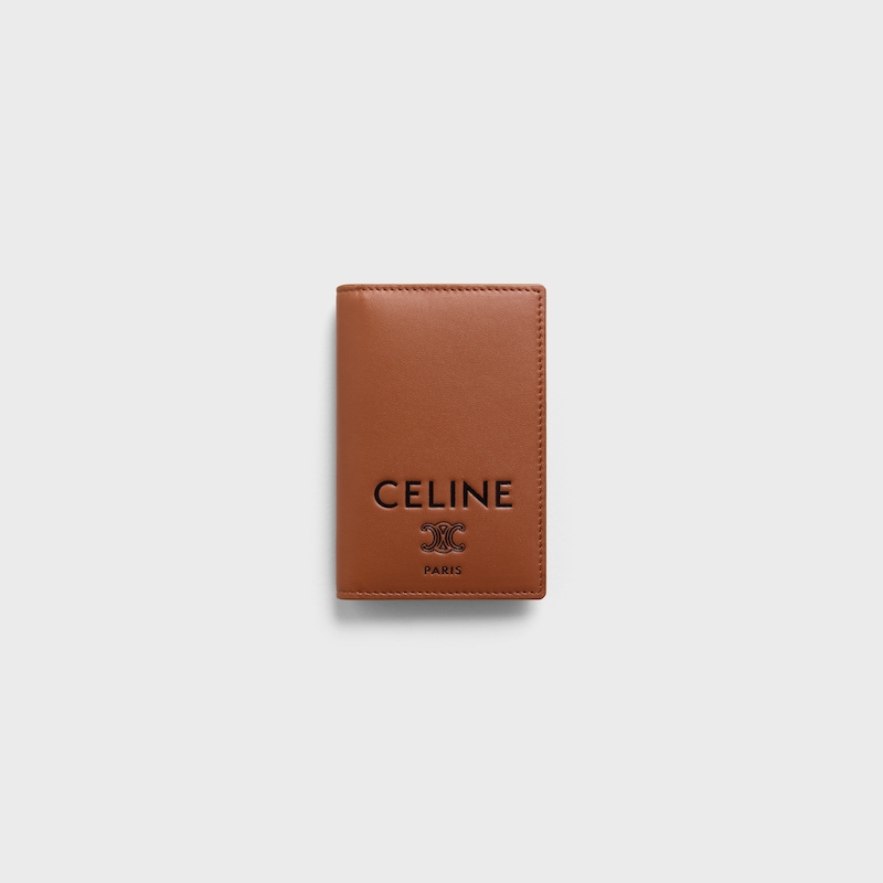 PORTE-CARTES VERTICAL EN AGNEAU LISSE - TAN / BLACK - NOUVEAUT&Eacute;S - 1 | CELINE