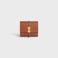 スモール トリフォールドウォレット 16（セーズ）/ サテンドカーフスキン - タン - ウィメンズ ギフト - 1 | CELINE