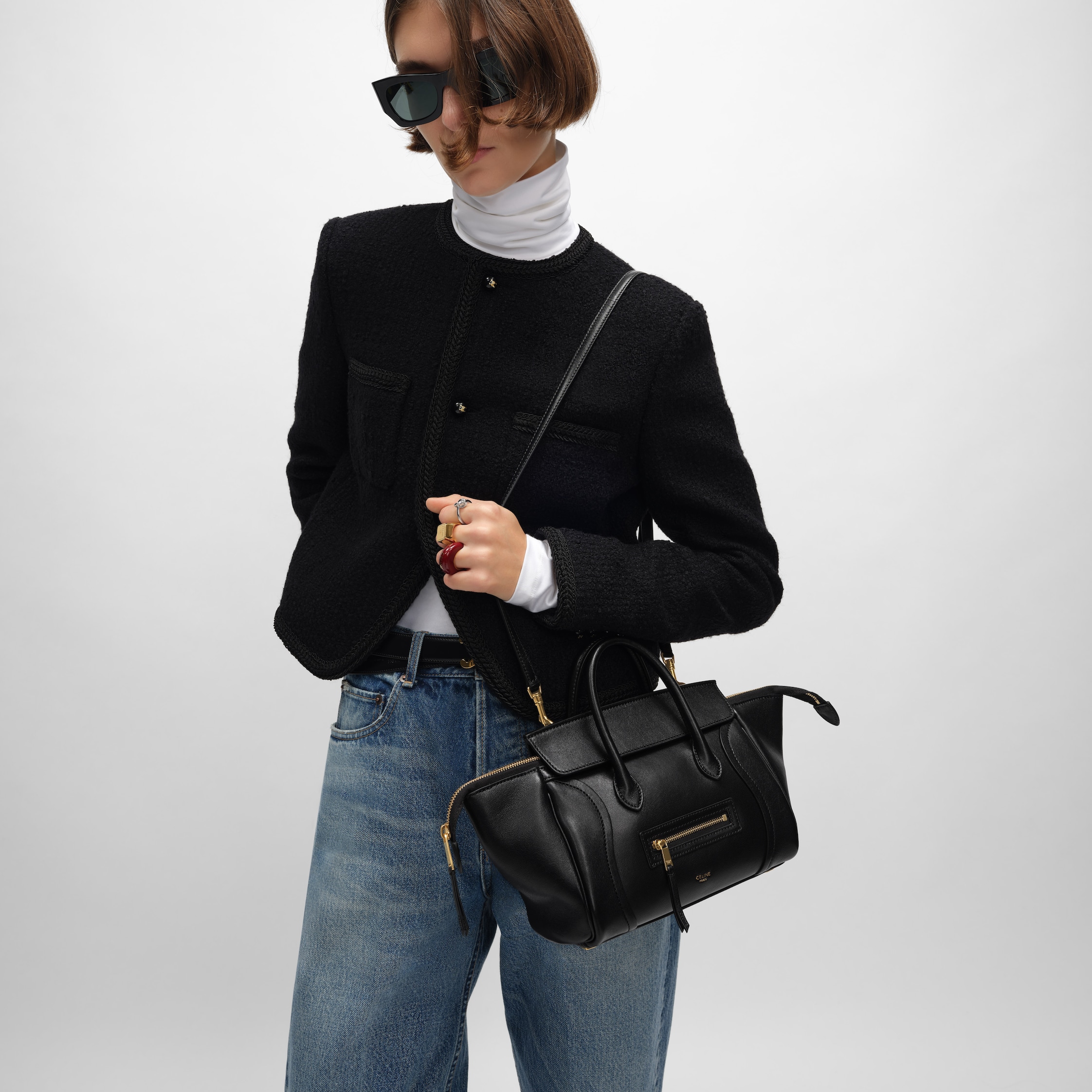 SMALL NEW LUGGAGE IN SUPPLE SHINY LAMBSKIN - BLACK | CELINE