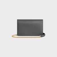 WALLET ON CHAIN MARGO in Shiny calfskin - ANTHRACITE - WALLETS ON CHAIN - 2 | CELINE