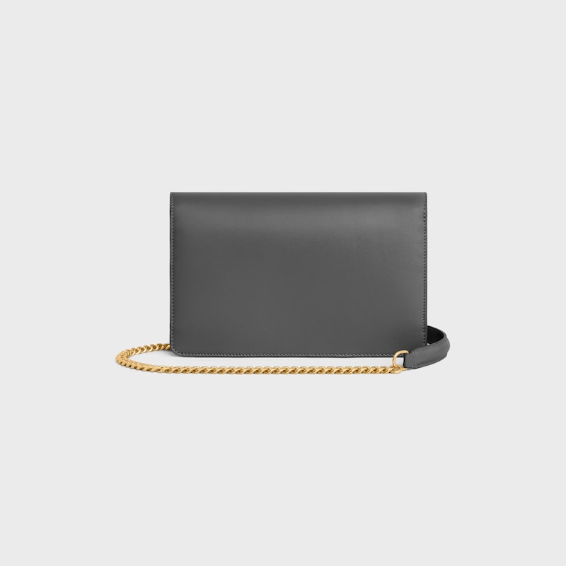 WALLET ON CHAIN MARGO in Shiny calfskin - ANTHRACITE - WALLETS ON CHAIN - 1 | CELINE