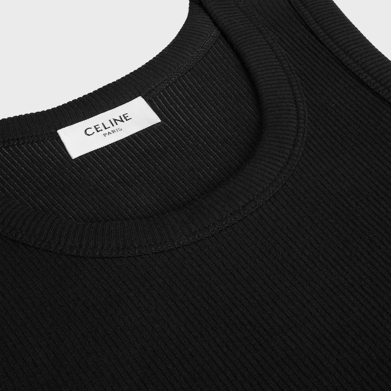tank top IN ribbed cotton silk - BLACK / WHITE -  - 1 | CELINE