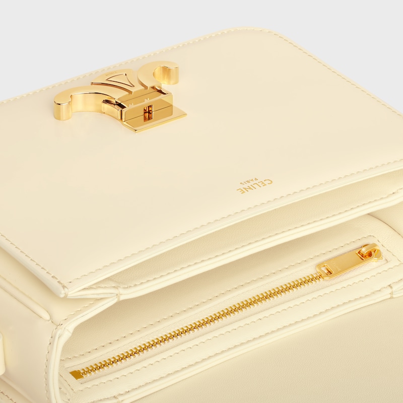 Teen Triomphe Bag in shiny calfskin - SOFT YELLOW - SHOULDER BAGS - 1 | CELINE