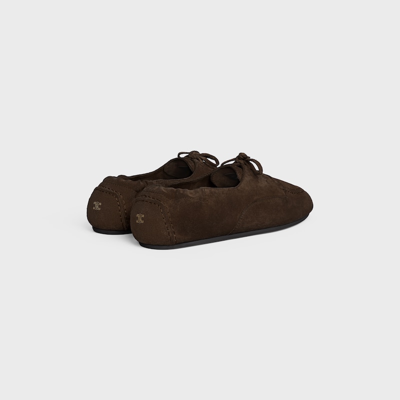 ADAM LACE-UP LOAFER IN SUEDE CALFSKIN - DARK BROWN -  - 1 | CELINE