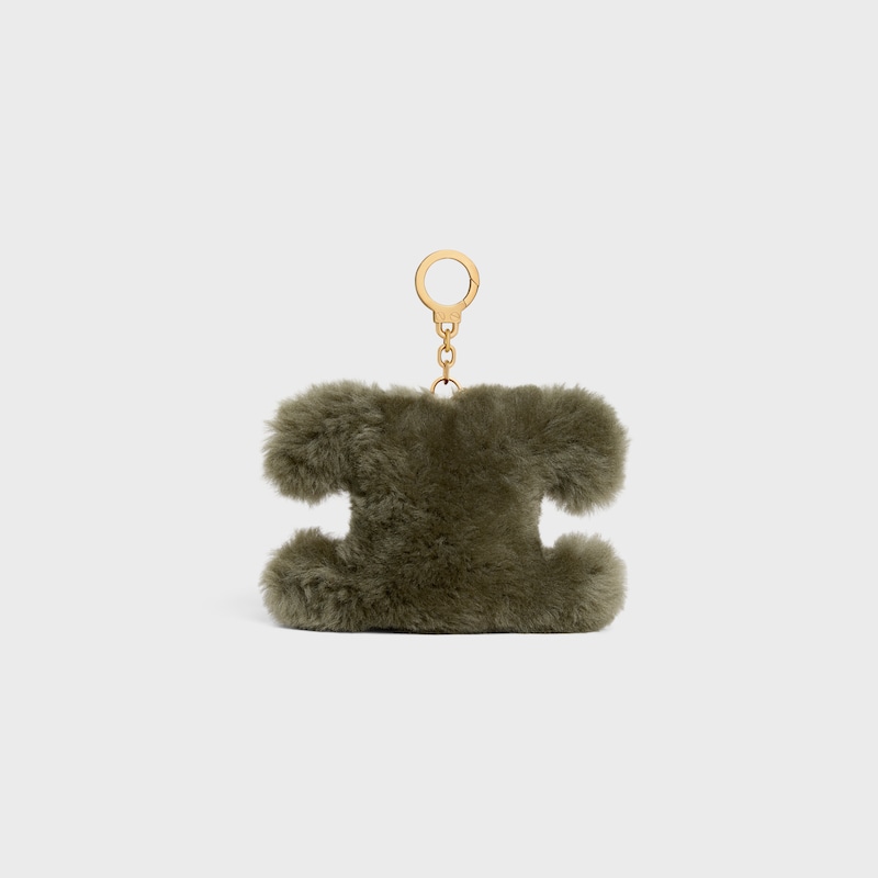 TRIOMPHE pom-pom Charm IN Shearling and Calfskin - GOLDEN KHAKI - CHARMS AND ACCESSORIES - 1 | CELINE