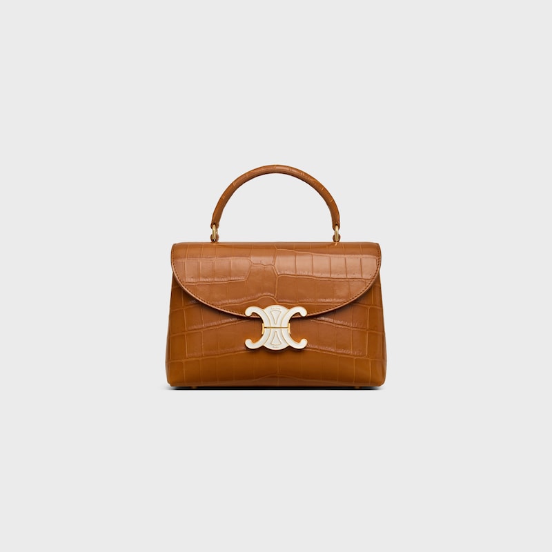 TEEN NINO BAG IN CROCODILE WITH ENAMEL CLOSURE - SOFT TAN / WHITE COTTON - NINO - 1 | CELINE