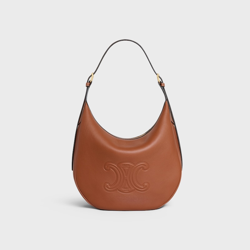 BOLSO HELO&Iuml;SE MEDIANO DE PIEL DE BECERRO FLEXIBLE CON TEXTURA GRANULADA - TOSTADO - CUIR TRIOMPHE - 1 | CELINE
