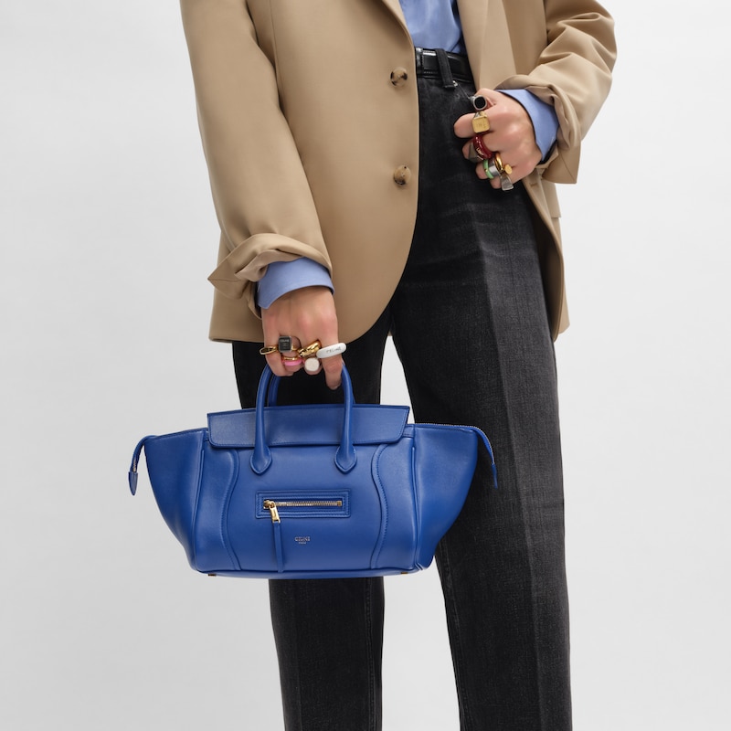 LITTLE LUGGAGE IN SUPPLE SHINY LAMBSKIN - OXIDE BLUE - SHOULDER BAGS - 1 | CELINE