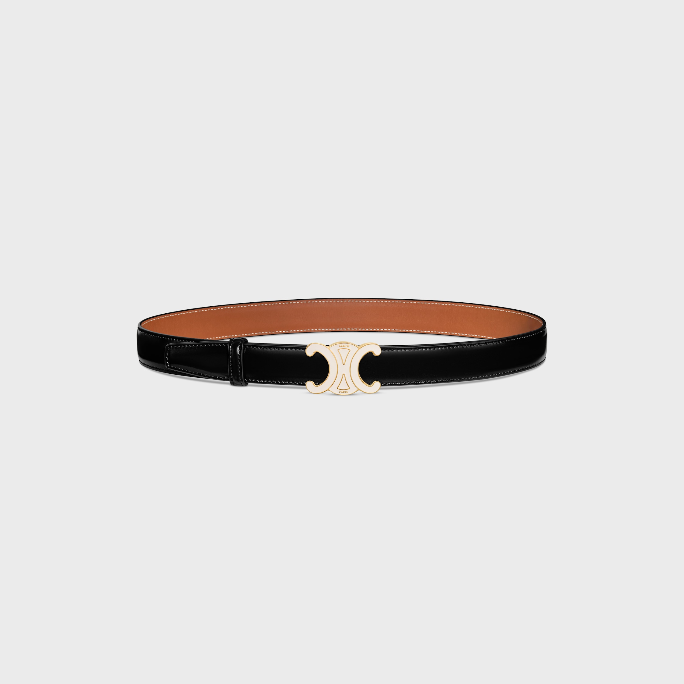 CELINE TRIOMPHE BUCKLE 25MM IN BRASS WITH ENAMEL & Reversible Strap 25MM IN TAURILLON AND NATURAL CALFSKIN