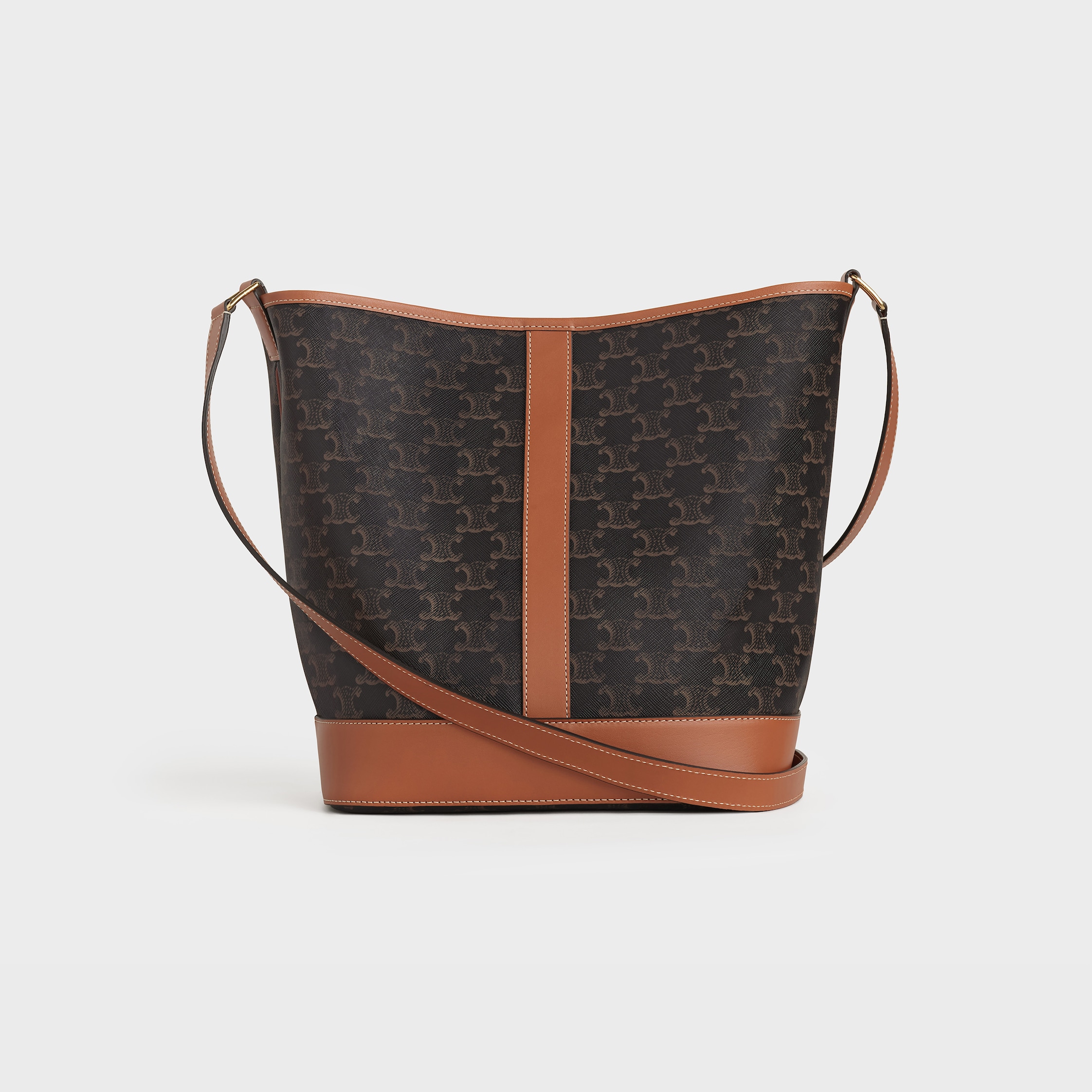 Medium Bucket IN Triomphe Canvas and calfskin - Tan | CELINE