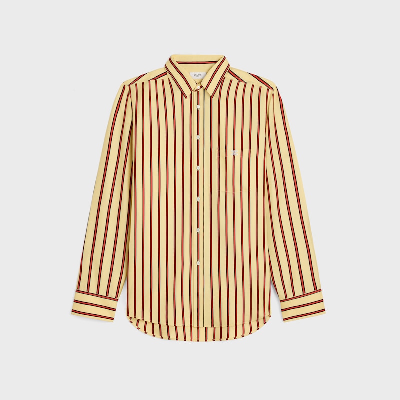 Camisa oversized EM SARJA DE SEDA às riscas - YELLOW/RED/BLACK - - 1 | CELINE
