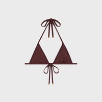 啞光平紋針織Triomphe三角杯上衣 - 梅紅色 -  - 2 | CELINE