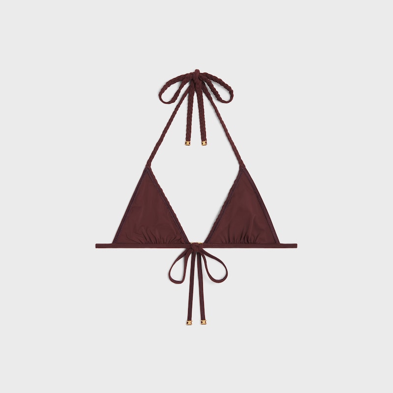 啞光平紋針織Triomphe三角杯上衣 - 梅紅色 -  - 1 | CELINE