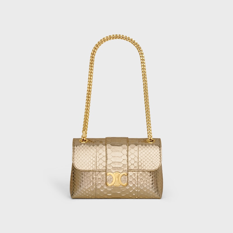 TEEN CELINE VICTOIRE BAG in LAMINATED PYTHON - GOLD - CHAIN BAGS - 1 | CELINE