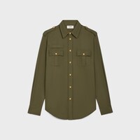 輕質棉質斜紋布軍裝襯衫 - 卡其色 -  - 1 | CELINE