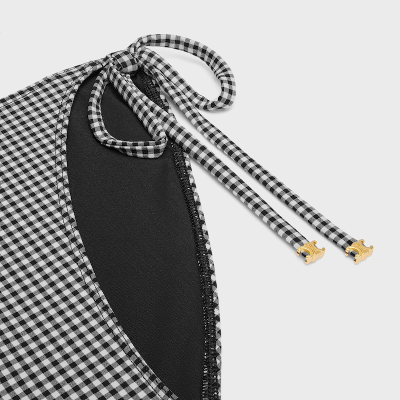 Triomphe Vichy平紋針織泳褲 - 白色/黑色 -  - 1 | CELINE