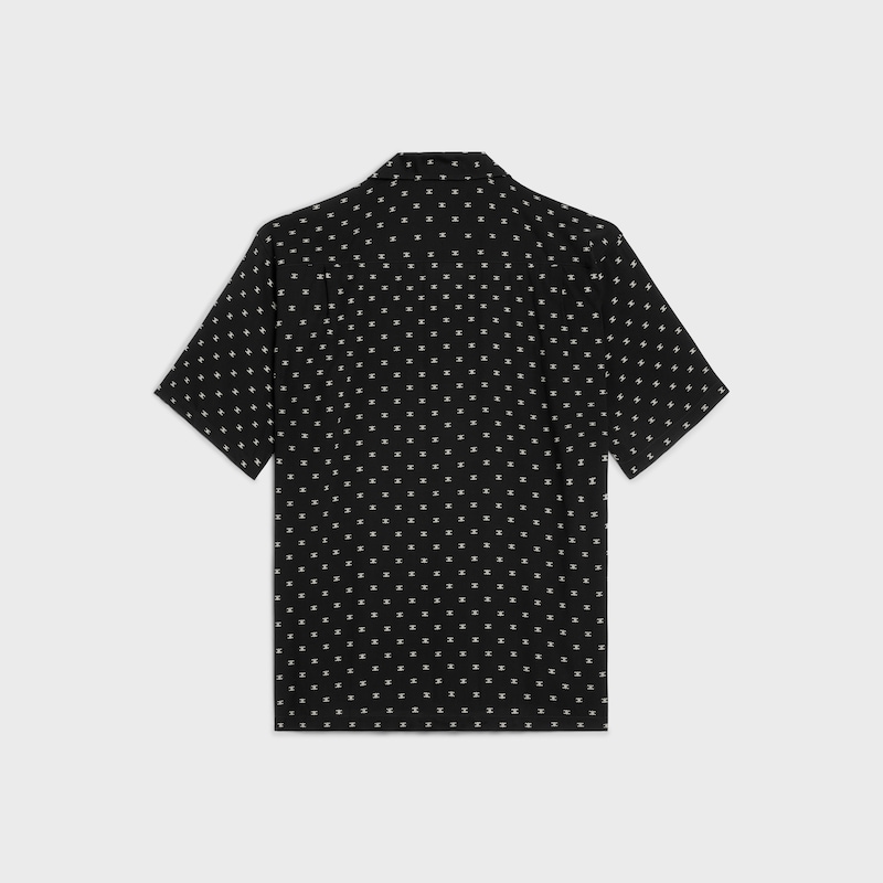 Bowling-Hemd aus Viskose mit Micro Triomphe Print - NOIR/CREME -  - 1 | CELINE