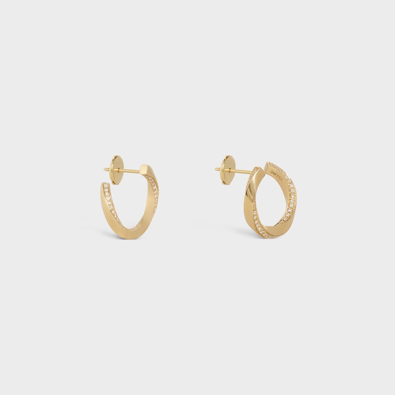 Torsion Earrings in Yellow Gold and Diamonds - Yellow Gold and White - CELINE GRAND SOIR - 1 | CELINE