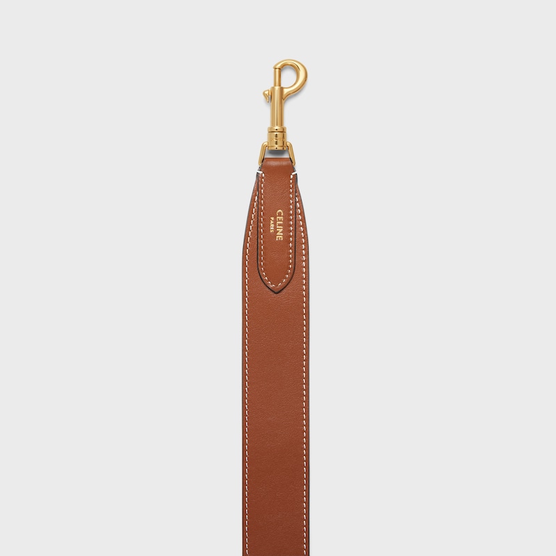 Long Strap in smooth calfskin with GOLD FINISHING - TAN - BAG CHARMS - 1 | CELINE