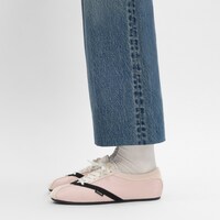 THE FLAT SNEAKER IN GROS GRAIN, VELVET, SUEDE GOATSKIN AND LAMBSKIN - PINK / BLACK -  - 2 | CELINE