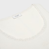 REGATA EM ALGODÃO CANELADO E SEDA - OFF WHITE - - 2 | CELINE