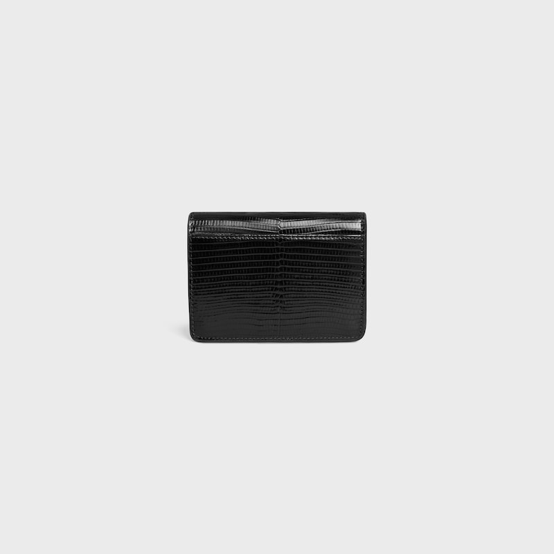CARD HOLDER WITH FLAP TRIOMPHE in lizard - BLACK - GIFT FINDER - 1 | CELINE