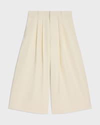 montauk cropped trousers IN DIAGONAL WOOL - IVORY -  - 1 | CELINE