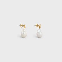 Les Perles Celine Baroque Earrings in Brass with Gold Finish and Cultured Pearls - GOLD / IVORY - EARRINGS - 2 | CELINE