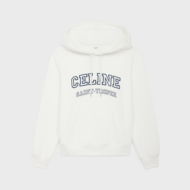 celine hoodie in fleece cotton - OFF WHITE / NAVY -  - 1 | CELINE