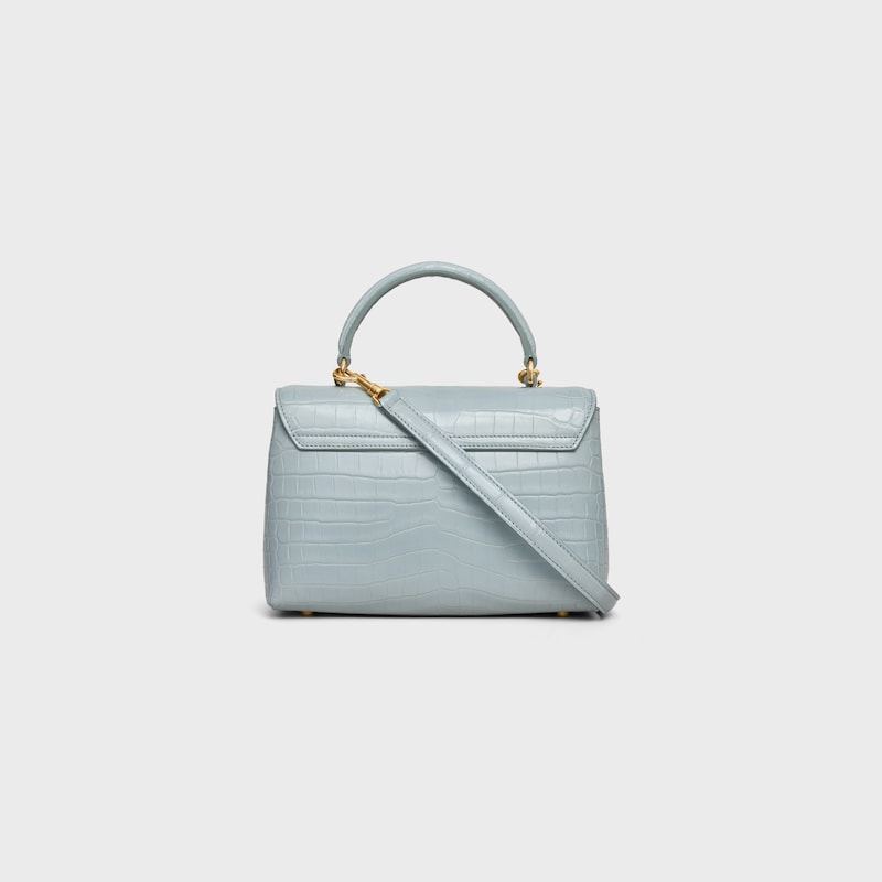 TEEN NINO BAG IN CROCODILE WITH ENAMEL CLOSURE - ICE BLUE / WHITE COTTON - NINO - 1 | CELINE