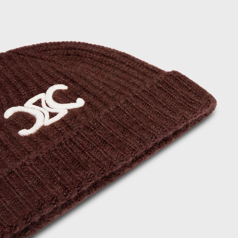 gorro triomphe em cashmere sem costura - marrom - 1 | CELINE