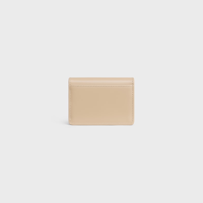 CARD HOLDER WITH FLAP TRIOMPHE IN Shiny calfskin - DEEP IVORY - NEW - 1 | CELINE